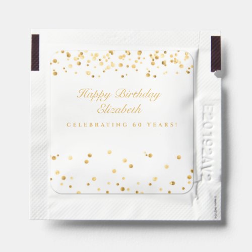 60Th Birthday White And Gold Hand Sanitizer Packet