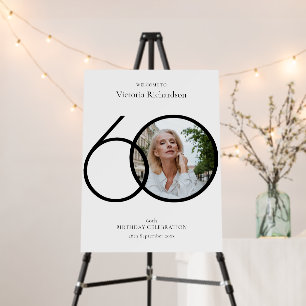 60th Birthday White Black Minimalist Modern Photo Foam Board