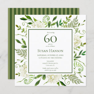 60th Birthday White Hydrangeas Invitation