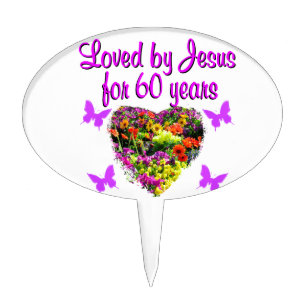 60TH BIRTHDAY WILD FLOWER PHOTO CAKE TOPPER