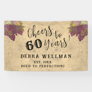 60th Birthday Wine Country Themed Cheers to 60 Banner