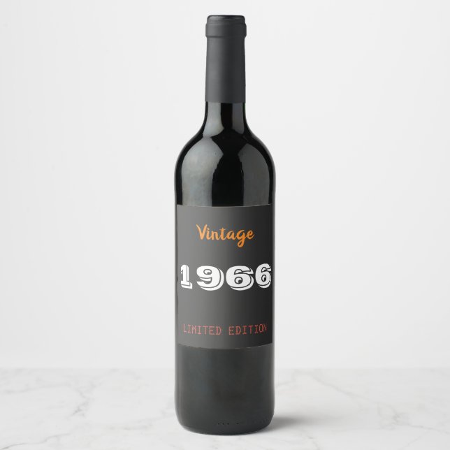 60th Birthday Wine Label – Vintage 1966 Black & (Front)