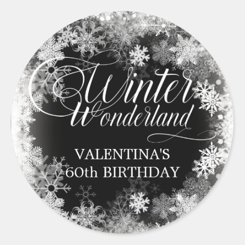 60th Birthday Winter Wonderland Snowflake Favor Classic Round Sticker