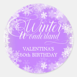60th Birthday Winter Wonderland Snowflake Favor Classic Round Sticker