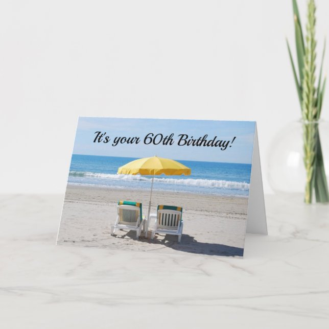 **60th BIRTHDAY WISHES ARE LIKE DAY AT BEACH Card (Front)