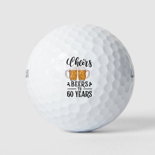 60th Birthday with glass of beer Golf Balls