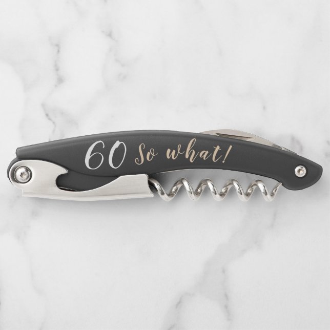 60th Birthday with Name Motivational Funny Waiter's Corkscrew (Front)