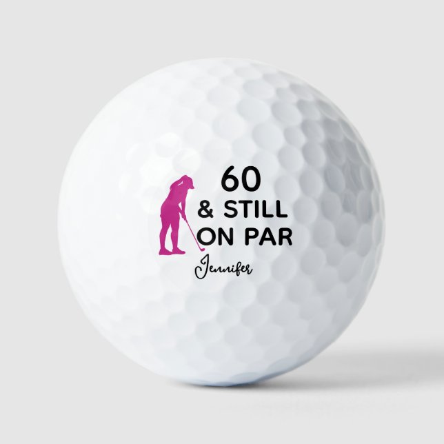 60th Birthday Women Golfer Funny Custom Golf Balls (Front)