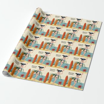 60th Birthday Womens New Funny Beach Bikini  Wrapping Paper by Whimzazzical at Zazzle