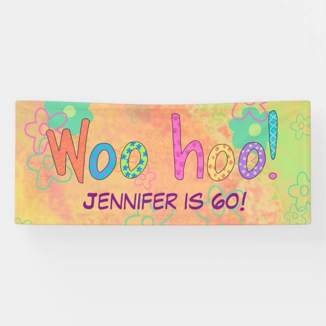 60th Birthday WooHoo Name Personalized Banner (Horizontal)