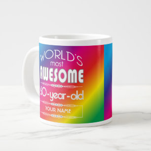 60th Birthday Worlds Best Fabulous Rainbow Giant Coffee Mug