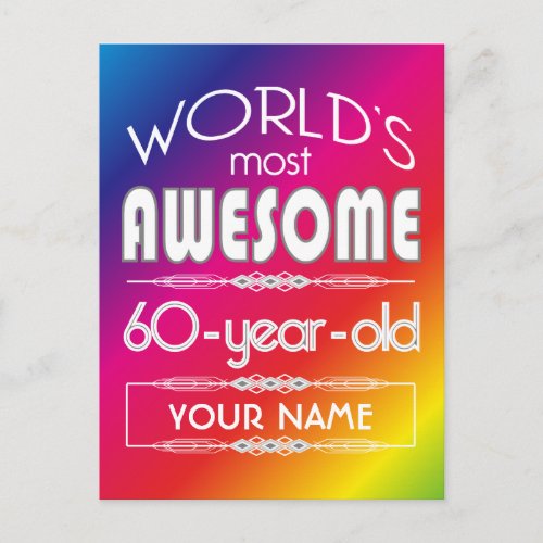 60th Birthday Worlds Best Fabulous Rainbow Postcard