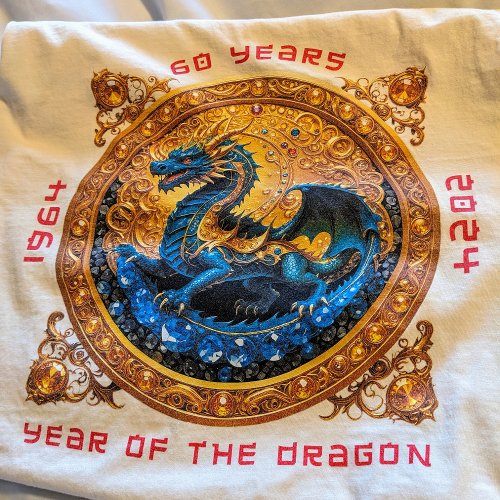 60th Birthday Year Of the Dragon Cool Ornate Gold T_Shirt