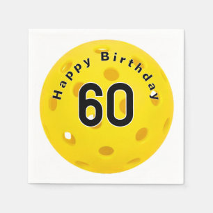 60th Birthday Yellow Pickleball Napkins