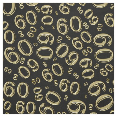 60th Black  Gold Random Number Pattern Fabric