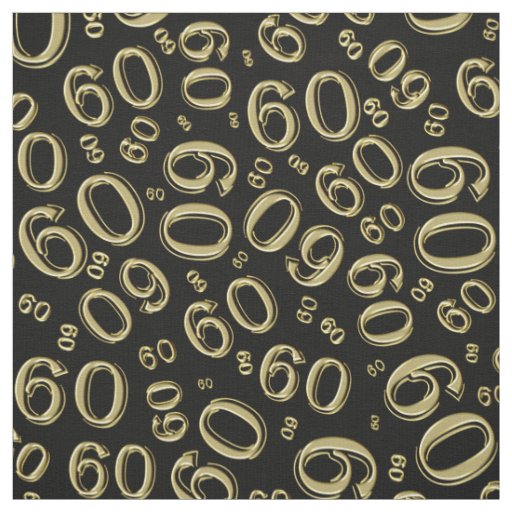 60th Black & Gold Random Number Pattern Fabric