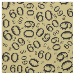 60th Black &amp; Gold Random Number Pattern Fabric