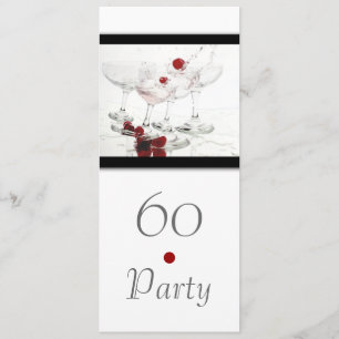 60th black white champagne elegant invitation