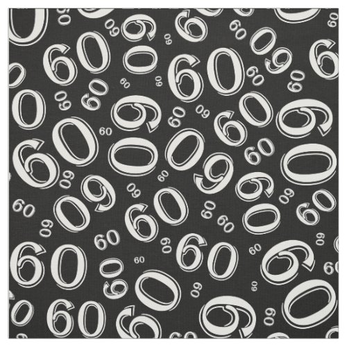 60th  Black  White Random Number Pattern 60 Fabric