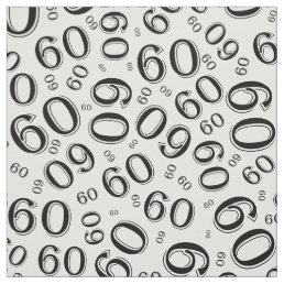 60th  Black &amp; White Random Number Pattern 60 Fabric