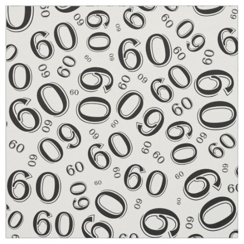 60th  Black  White Random Number Pattern 60 Fabric