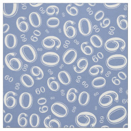 60th  Blue &amp; White Random Number Pattern 60 Fabric