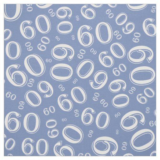 60th  Blue & White Random Number Pattern 60 Fabric