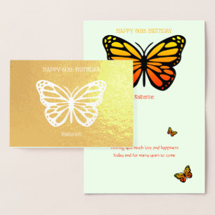 60th butterfly birthday add name foil card