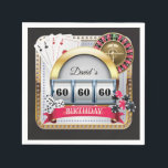 60th Casino Poker Playing Card Birthday Napkins<br><div class="desc">60th Casino Poker Playing Card Birthday Napkins. Casino theme gold glitter invite,  18th 20th 21st 30th 40th 50th 60th 70th 80th 90th 100th,  Any age. For further customization,  please click the "Customize it" button and use our design tool to modify this template.</div>