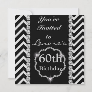 60th CHEVRON RHINESTONE LOOK Birthday Invitation