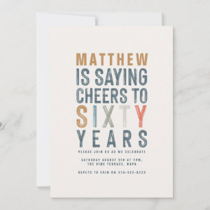 60th Classy colorful cheers to sixty year birthday