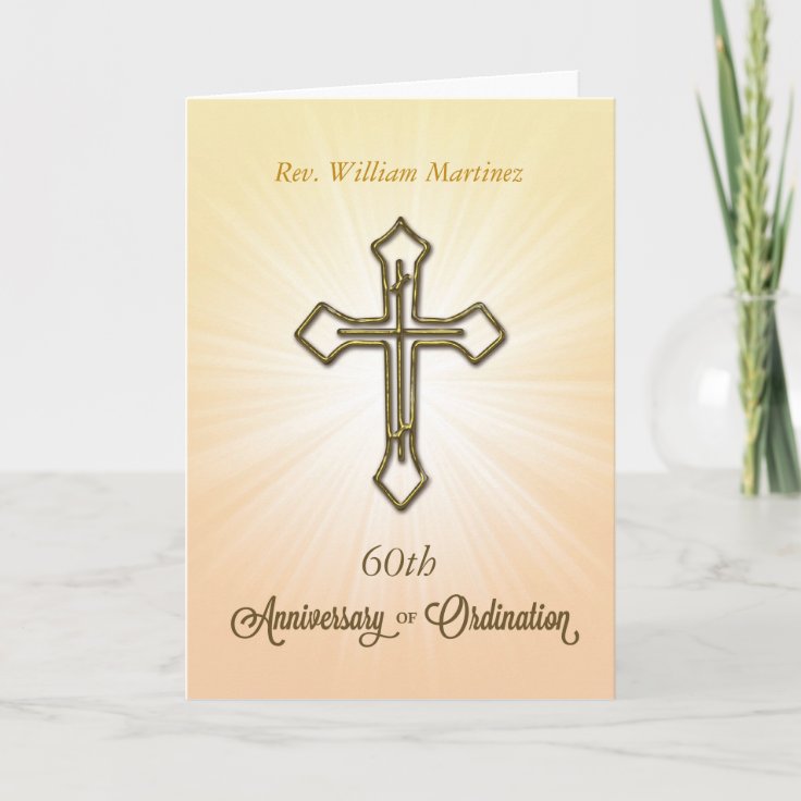 60th Custom Name, Year, Anniversary of Ordination, Card | Zazzle