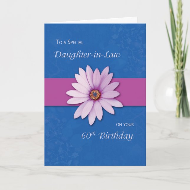 60th Daughter-in-Law Birthday Daisy Pink Purple Card (Front)