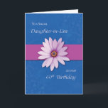 60th Daughter-in-Law Birthday Daisy Pink Purple Card<br><div class="desc">Mark your daughter-in-law’s 60th birthday with this elegant card that showcases a pink daisy against a stunning purple background. Sixty is a milestone of grace,  wisdom,  and love,  and this card celebrates all the joy she brings to those around her. Perfect for such a special occasion.</div>