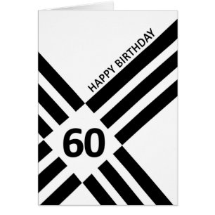 60th Diagonal Black Line Design Birthday Cards