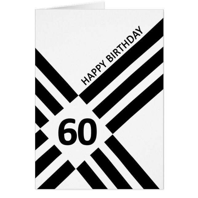 60th Diagonal Black Line Design Birthday Cards (Front)
