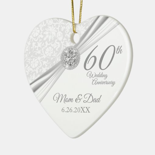 60th Diamond Anniversary Ceramic Ornament | Zazzle