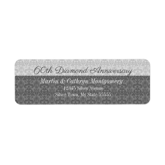 60th Diamond Anniversary Damask Address Label (Front)