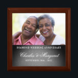60th Diamond Anniversary Damask Photo Gift Box<br><div class="desc">This beautiful lacquered Jewelry or Trinket Box is adorned with our beautiful Wedding Anniversary Collection designs and holds the anniversary couple's photograph, date of their Diamond Anniversary and their names. A lovely way to cherish the memories you made celebrating 60-years together. A beautiful gift for the husband to give his...</div>