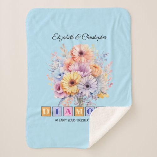 60th Diamond anniversary gerbera flowers blue
