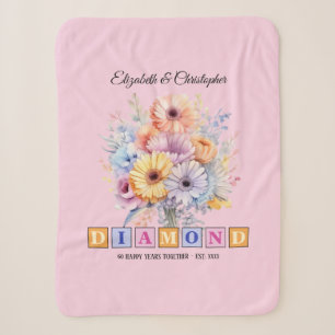 60th Diamond anniversary gerbera flowers pink Sherpa Blanket