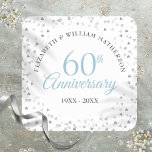 60th Diamond Anniversary Hearts Confetti Square Sticker<br><div class="desc">Featuring delicate hearts confetti. Personalise with your special diamond anniversary information in chic lettering. Designed by Thisisnotme©</div>