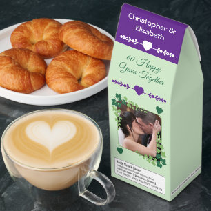 60th Diamond anniversary photo names green purple Roasted Coffee