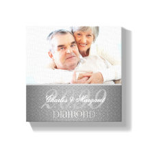 60th Diamond Anniversary Silver Damask 8x8 Photo