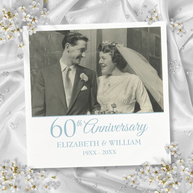 60th Diamond Anniversary Wedding Photo Napkins (60th Diamond Anniversary Wedding Photo Napkins)