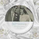 60th Diamond Anniversary Wedding Photo Paper Plates<br><div class="desc">Personalize with your favorite wedding photo and special 60 years diamond wedding anniversary details in chic diamond blue typography. Designed by Thisisnotme©</div>