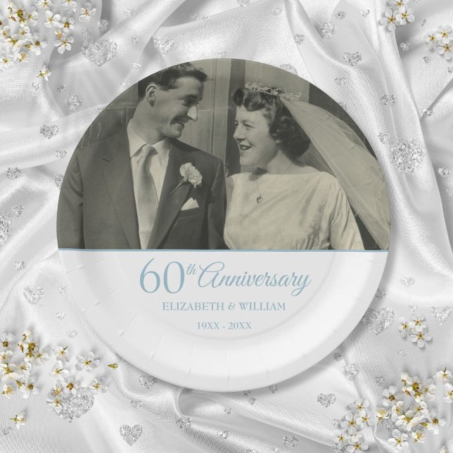 60th Diamond Anniversary Wedding Photo Paper Plates (60th Diamond Anniversary Wedding Photo Paper Plates)