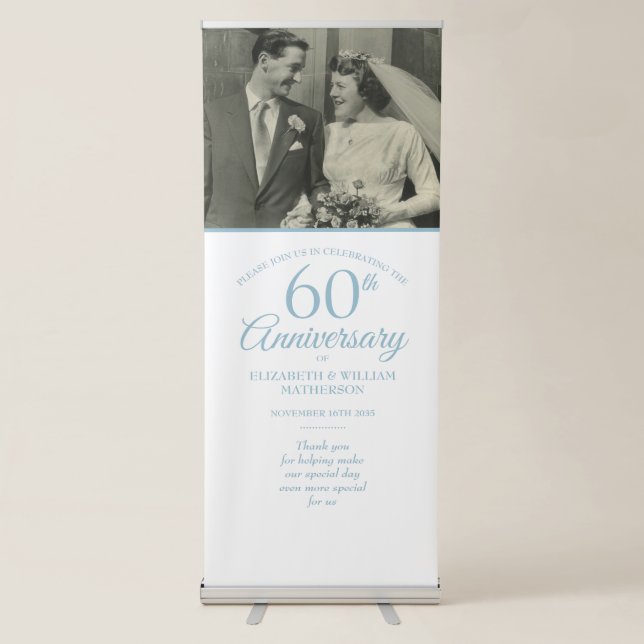60th Diamond Anniversary Wedding Photo Welcome Retractable Banner (Front)