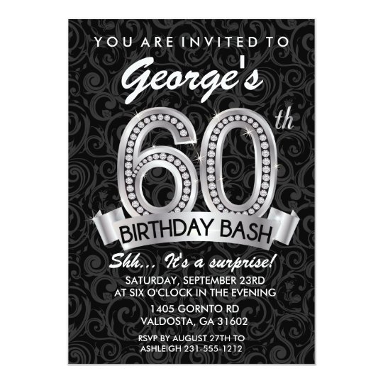 60th Diamond Birthday Invitation Milestone | Zazzle.com