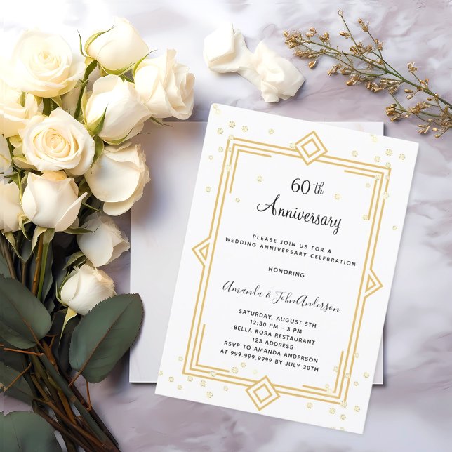 60th diamond Gatsby wedding anniversary Invitation (Creator Uploaded)